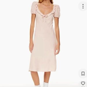 Aritzia Blush Puff Sleeve Midi Dress